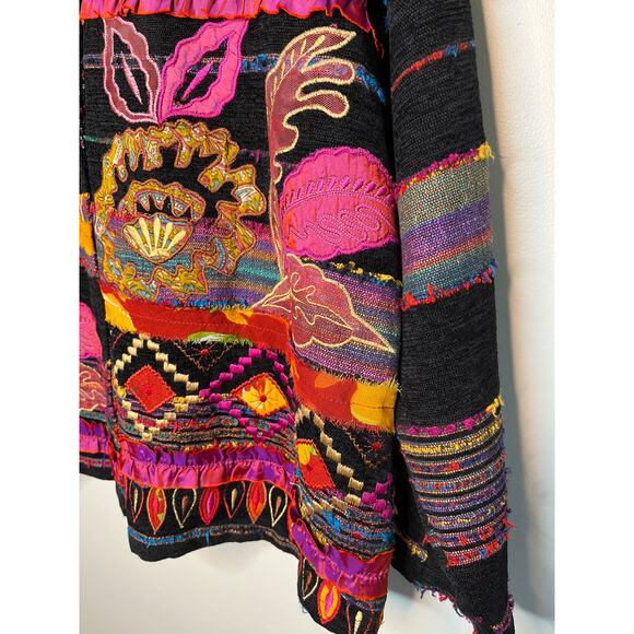 2000s Choices Textured Floral Maximalist Patchwork Tapestry Artsy Jacket 2X - Picture 3 of 7